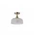DeRuyter Flush Single Ceiling Pendant Adjustable E27 Antique Brass Prismatic Glass-6