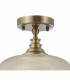 DeRuyter Flush Single Ceiling Pendant Adjustable E27 Antique Brass Prismatic Glass-10
