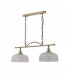 DeRuyter Semi Flush Ceiling Pendant Bar 2 Light Adjustable E27 Antique Brass Prismatic Glass-6