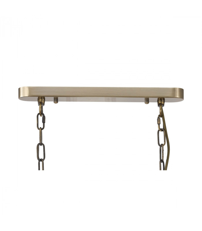 DeRuyter Semi Flush Ceiling Pendant Bar 2 Light Adjustable E27 Antique Brass Prismatic Glass-9