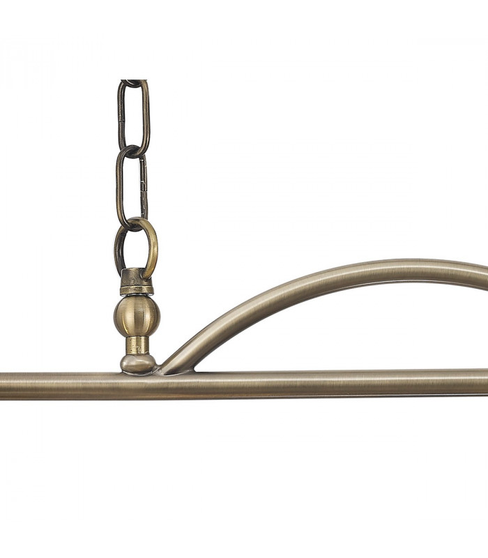 DeRuyter Semi Flush Ceiling Pendant Bar 2 Light Adjustable E27 Antique Brass Prismatic Glass-10