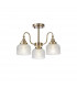 DeRuyter Semi Flush Ceiling Pendant 3 Light E27 Antique Brass Prismatic Glass-5