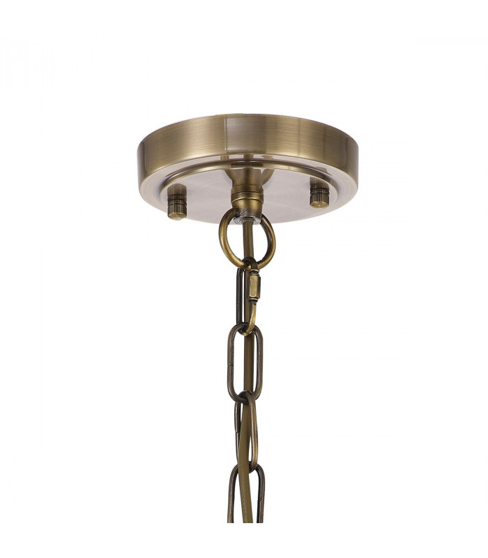 DeRuyter Semi Flush Ceiling Pendant 3 Light E27 Antique Brass Prismatic Glass-7