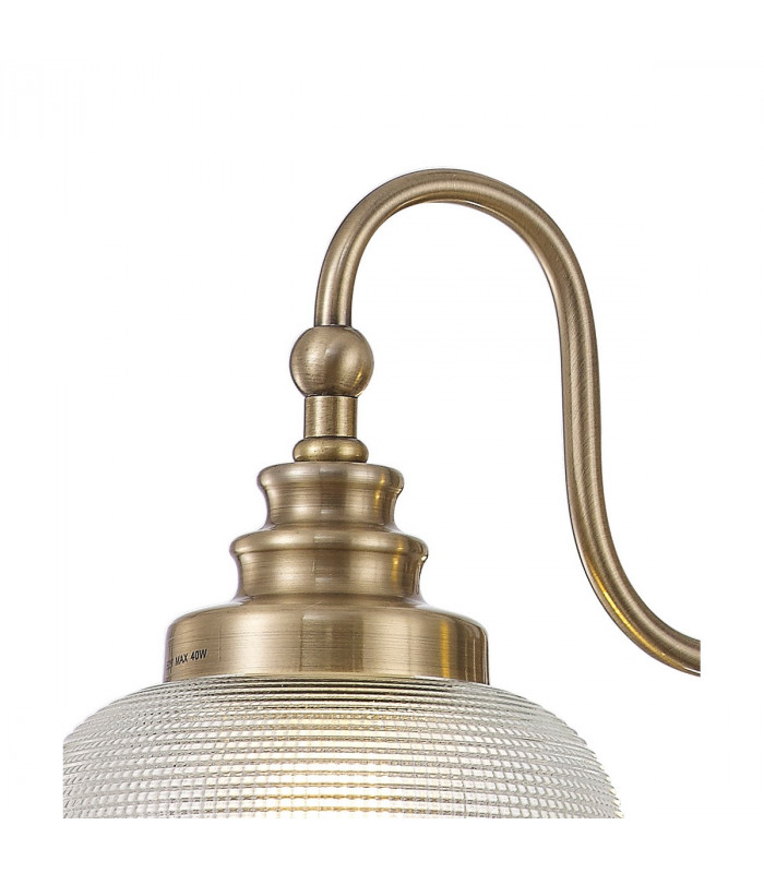 DeRuyter Semi Flush Ceiling Pendant 3 Light E27 Antique Brass Prismatic Glass-9