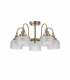 DeRuyter Semi Flush Ceiling Pendant 5 Light E27 Antique Brass Prismatic Glass-6