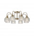 DeRuyter Semi Flush Ceiling Pendant 8 Light E27 Antique Brass Prismatic Glass-5