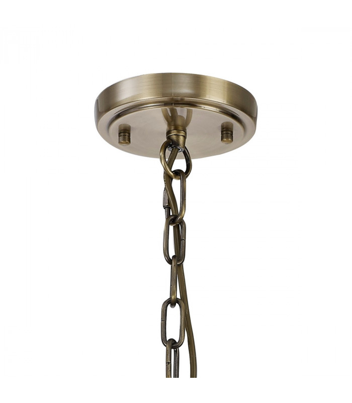 DeRuyter Semi Flush Ceiling Pendant 8 Light E27 Antique Brass Prismatic Glass-7