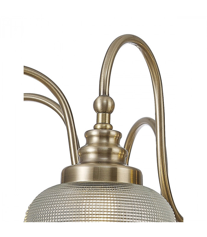 DeRuyter Semi Flush Ceiling Pendant 8 Light E27 Antique Brass Prismatic Glass-8