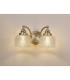 DeRuyter Switched Wall Lamp 2 Light E27 Antique Brass Prismatic Glass-9