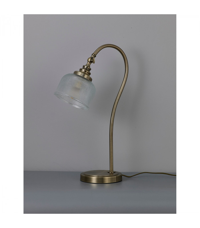 DeRuyter Table Lamp E27 Antique Brass Prismatic Glass-8
