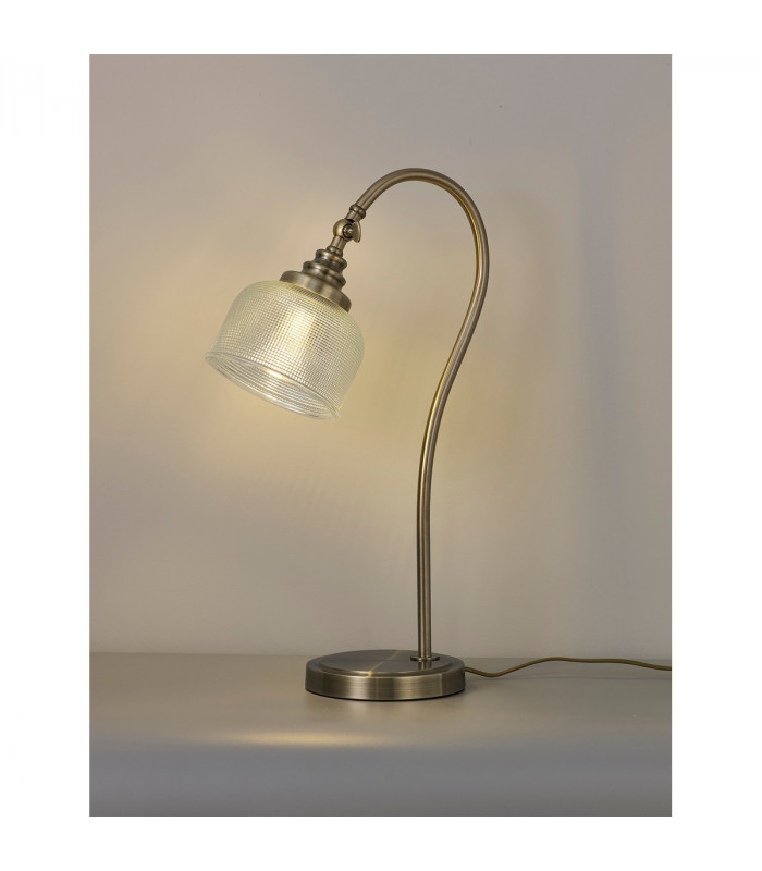 DeRuyter Table Lamp E27 Antique Brass Prismatic Glass-9