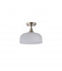 DeRuyter Flush Single Ceiling Pendant Adjustable E27 Satin Nickel Frosted Glass-6