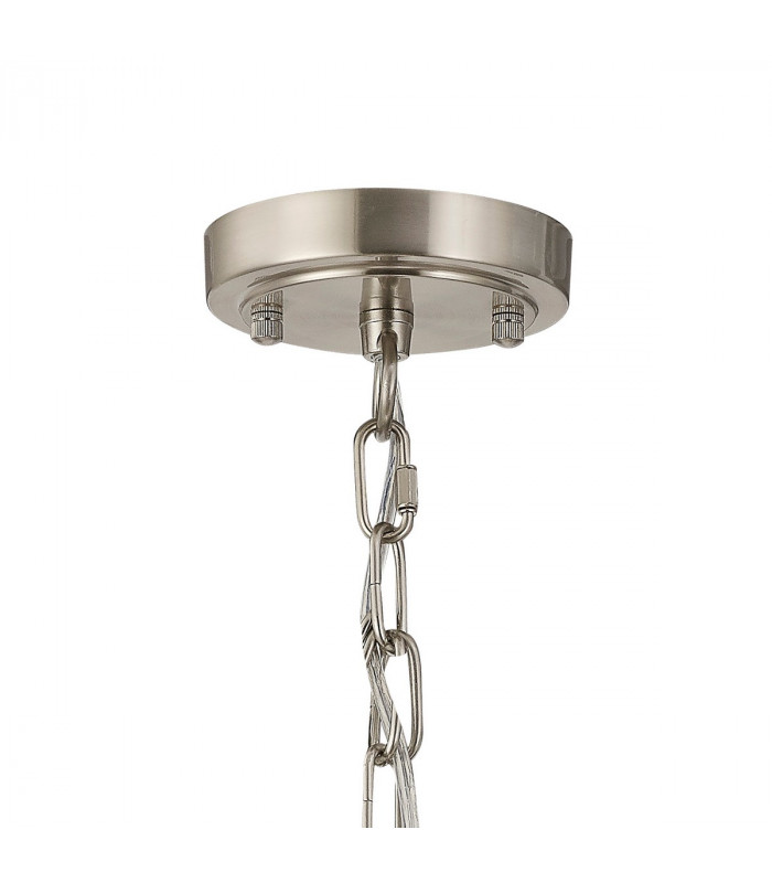 DeRuyter Flush Single Ceiling Pendant Adjustable E27 Satin Nickel Frosted Glass-7