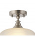 DeRuyter Flush Single Ceiling Pendant Adjustable E27 Satin Nickel Frosted Glass-10