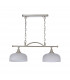 DeRuyter Semi Flush Ceiling Pendant Bar 2 Light Adjustable E27 Satin Nickel Frosted Glass-4