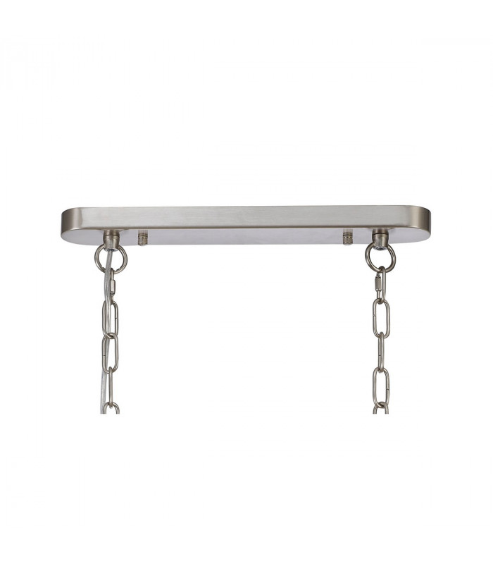 DeRuyter Semi Flush Ceiling Pendant Bar 2 Light Adjustable E27 Satin Nickel Frosted Glass-9