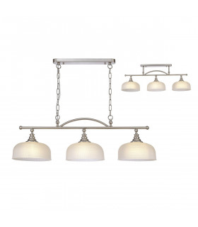DeRuyter Semi Flush Ceiling Pendant Bar 3 Light Adjustable E27 Satin Nickel Frosted Glass-1