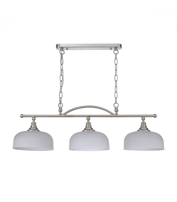 DeRuyter Semi Flush Ceiling Pendant Bar 3 Light Adjustable E27 Satin Nickel Frosted Glass-4