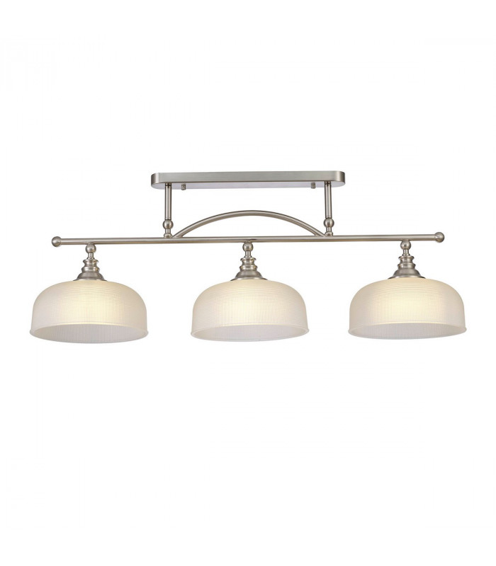 DeRuyter Semi Flush Ceiling Pendant Bar 3 Light Adjustable E27 Satin Nickel Frosted Glass-7