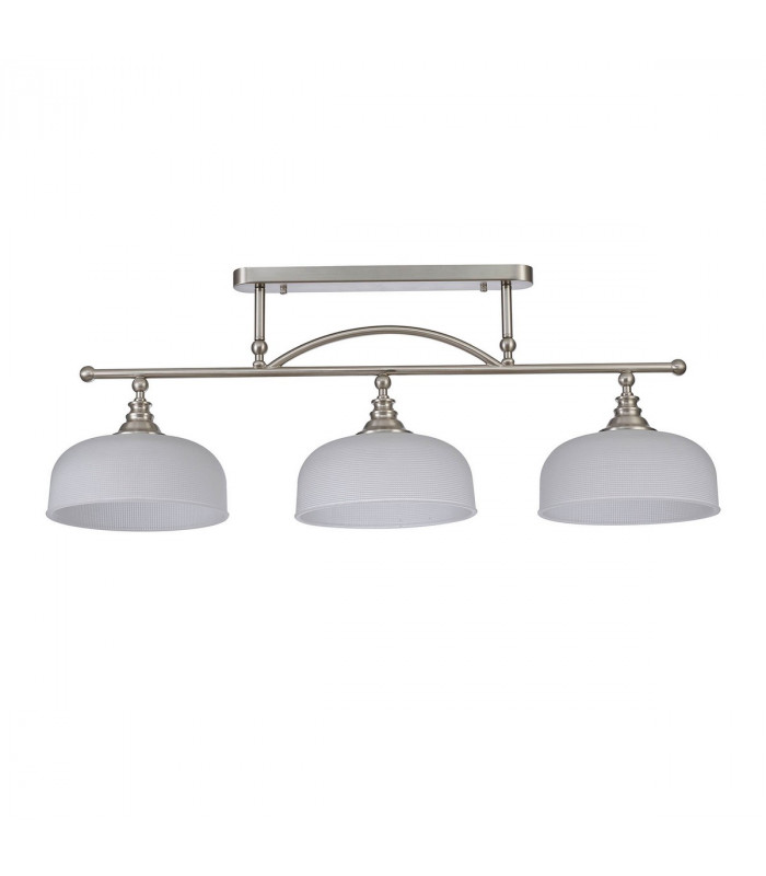 DeRuyter Semi Flush Ceiling Pendant Bar 3 Light Adjustable E27 Satin Nickel Frosted Glass-8