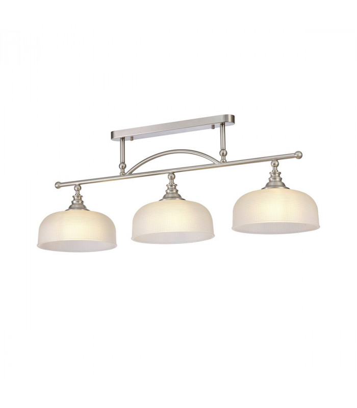 DeRuyter Semi Flush Ceiling Pendant Bar 3 Light Adjustable E27 Satin Nickel Frosted Glass-9