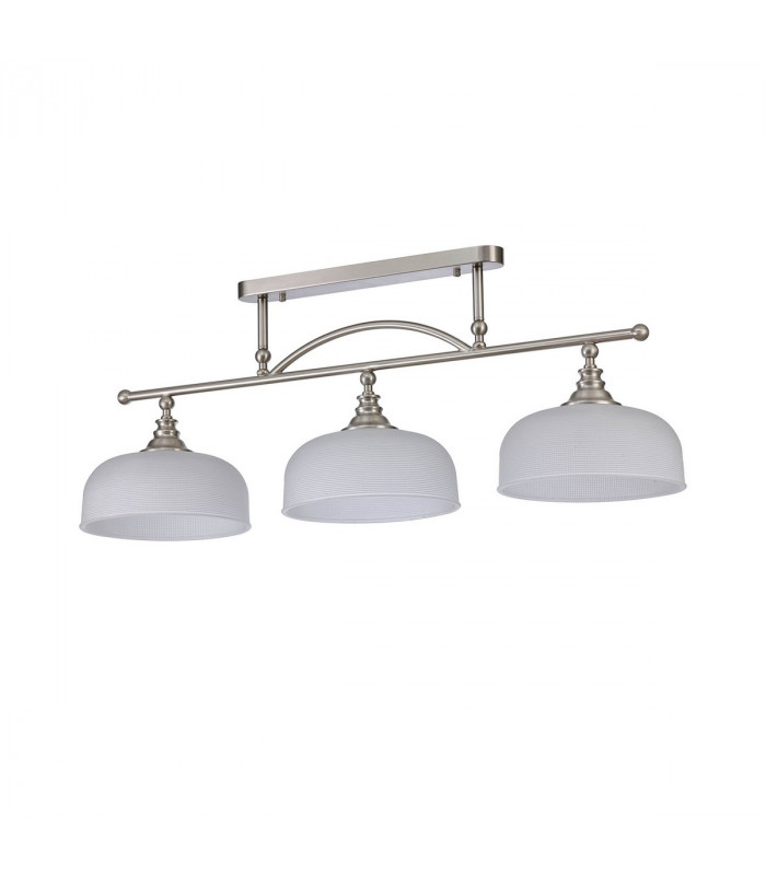 DeRuyter Semi Flush Ceiling Pendant Bar 3 Light Adjustable E27 Satin Nickel Frosted Glass-10
