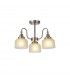 DeRuyter Semi Flush Ceiling Pendant 3 Light E27 Satin Nickel Frosted Glass-5