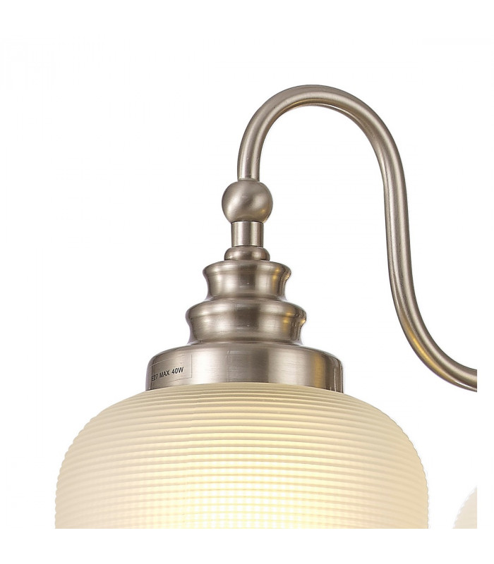 DeRuyter Semi Flush Ceiling Pendant 3 Light E27 Satin Nickel Frosted Glass-9