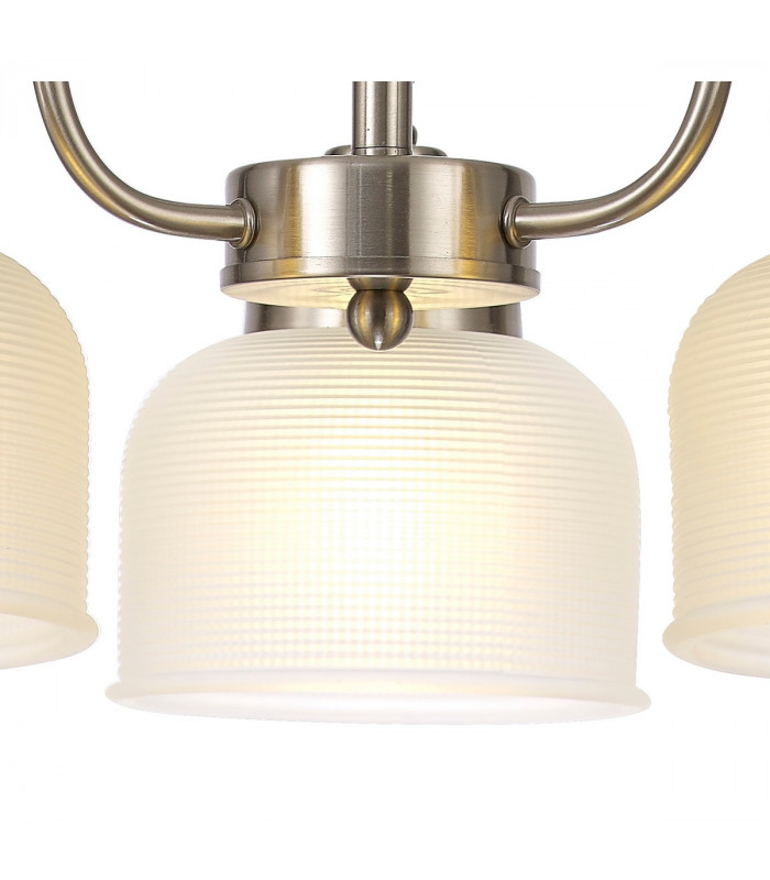 DeRuyter Semi Flush Ceiling Pendant 3 Light E27 Satin Nickel Frosted Glass-10