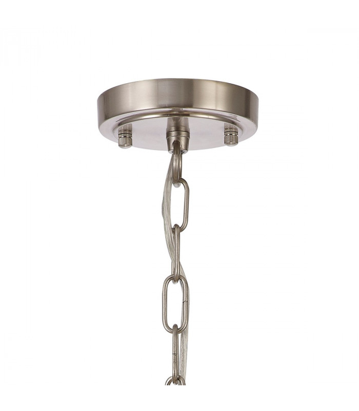 DeRuyter Semi Flush Ceiling Pendant 5 Light E27 Satin Nickel Frosted Glass-7