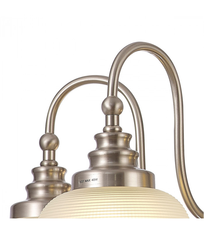 DeRuyter Semi Flush Ceiling Pendant 5 Light E27 Satin Nickel Frosted Glass-8
