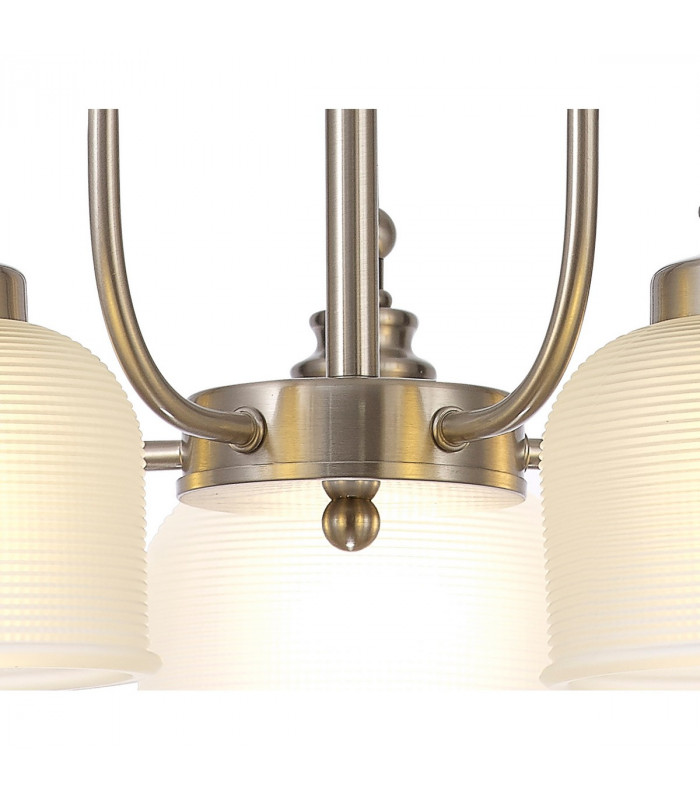 DeRuyter Semi Flush Ceiling Pendant 5 Light E27 Satin Nickel Frosted Glass-9