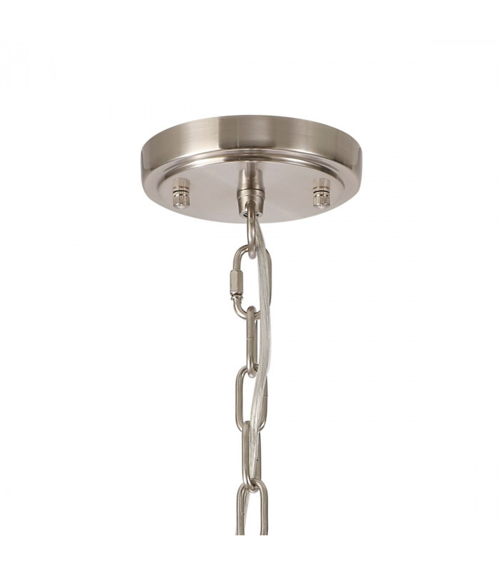 DeRuyter Semi Flush Ceiling Pendant 8 Light E27 Satin Nickel Frosted Glass-7