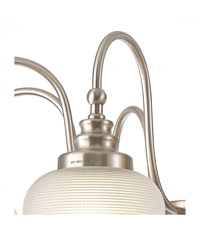 DeRuyter Semi Flush Ceiling Pendant 8 Light E27 Satin Nickel Frosted Glass-8