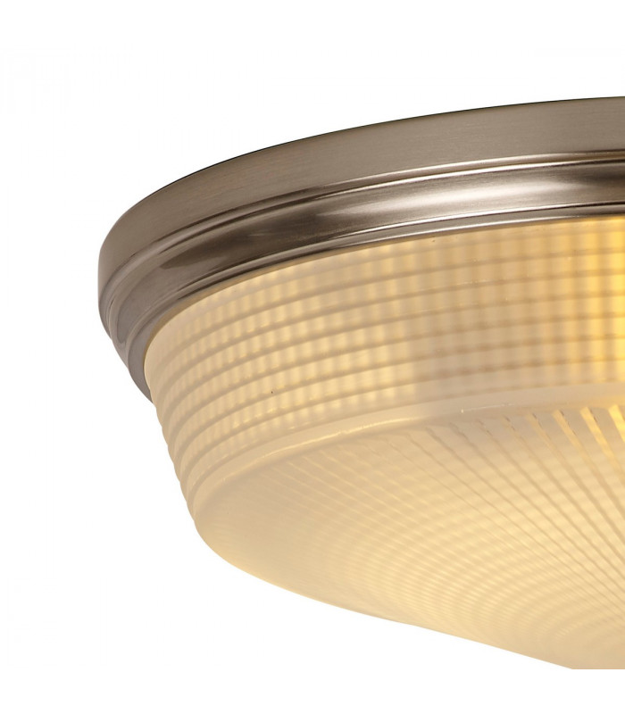 DeRuyter 3 Light E27 Flush Ceiling Lamp Satin Nickel Frosted Glass-5