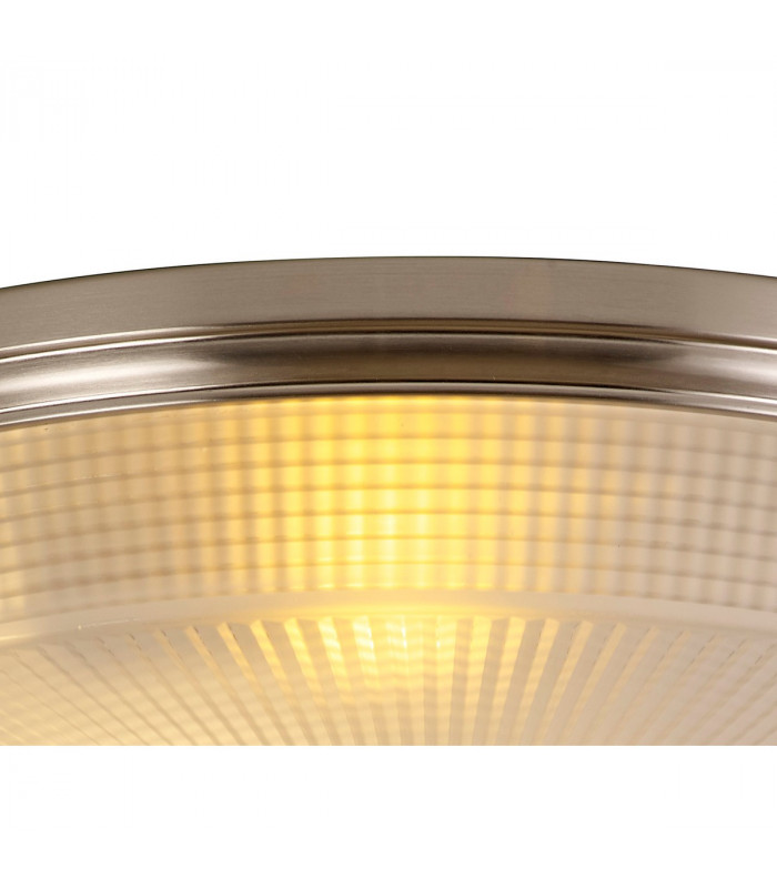 DeRuyter 3 Light E27 Flush Ceiling Lamp Satin Nickel Frosted Glass-6