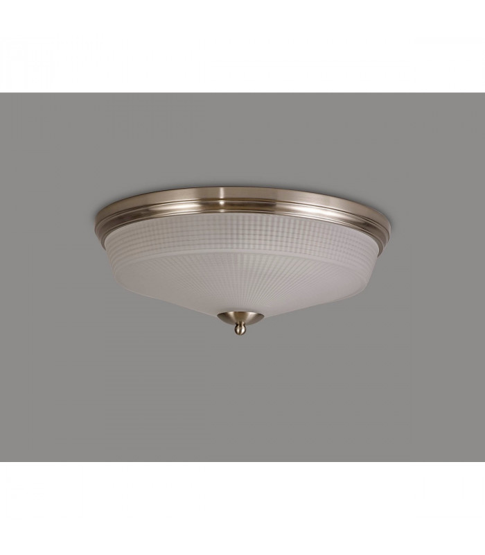 DeRuyter 3 Light E27 Flush Ceiling Lamp Satin Nickel Frosted Glass-8