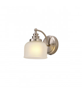 DeRuyter Switched Wall Lamp E27 Satin Nickel Frosted Glass-1