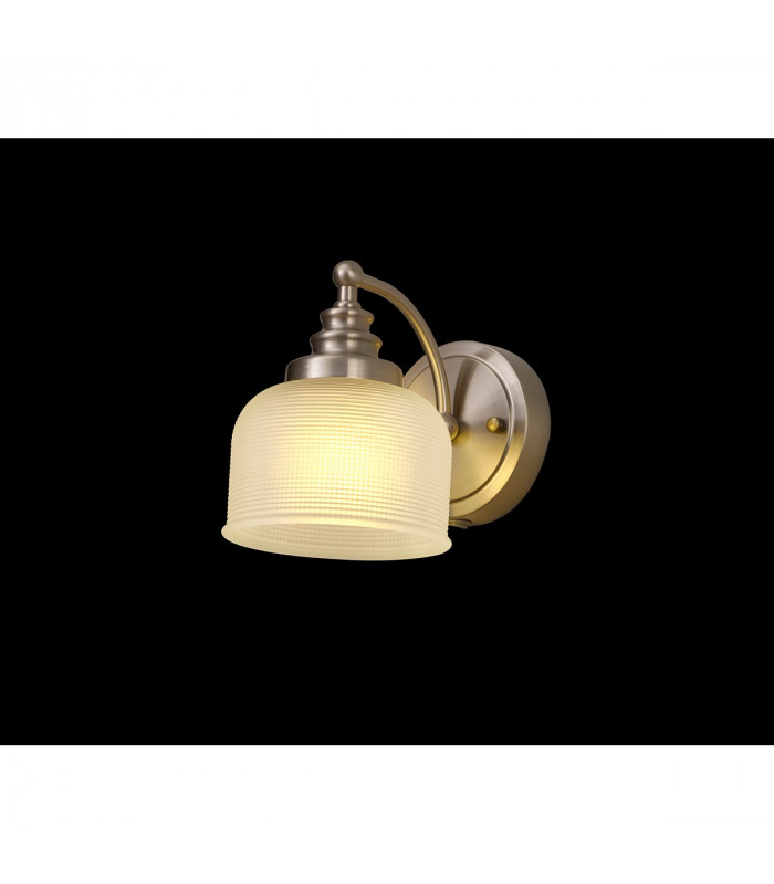 DeRuyter Switched Wall Lamp E27 Satin Nickel Frosted Glass-3