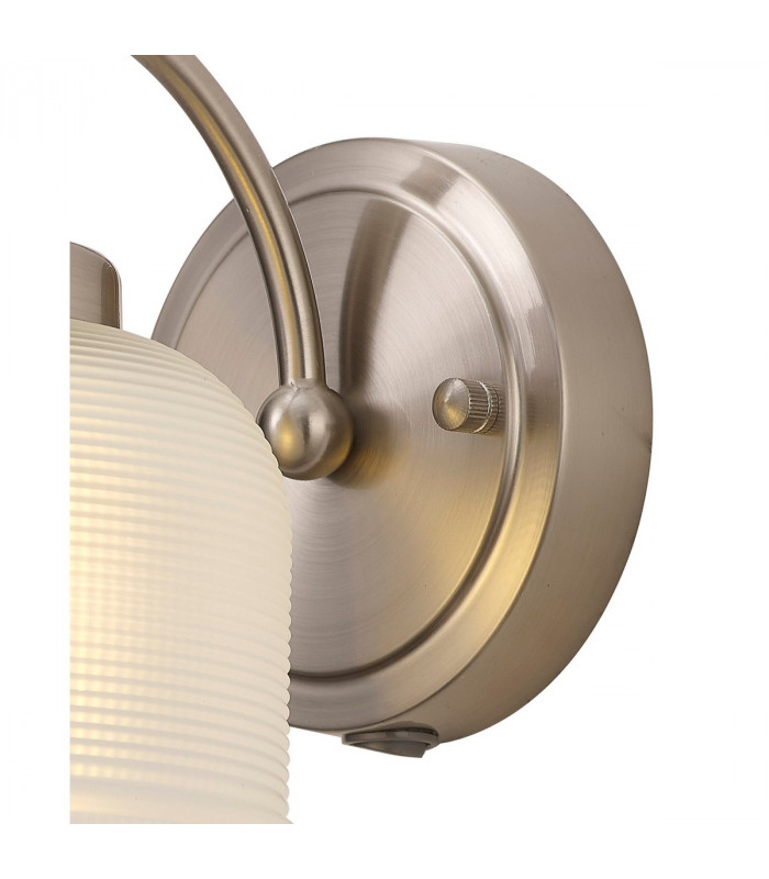 DeRuyter Switched Wall Lamp E27 Satin Nickel Frosted Glass-6