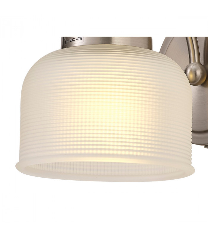 DeRuyter Switched Wall Lamp E27 Satin Nickel Frosted Glass-7