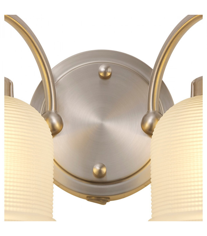 DeRuyter Switched Wall Lamp 2 Light E27 Satin Nickel Frosted Glass-5