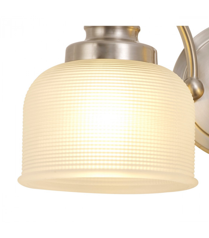 DeRuyter Switched Wall Lamp 2 Light E27 Satin Nickel Frosted Glass-7