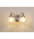 DeRuyter Switched Wall Lamp 2 Light E27 Satin Nickel Frosted Glass-9