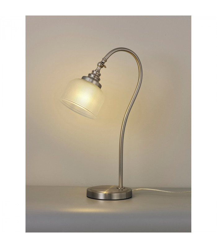 DeRuyter Table Lamp E27 Satin Nickel Frosted Glass-9