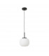 Cheektowaga Small Oval Ball Ceiling Pendant E27 Matt Black Suspension With Frosted White Glass Globe-4