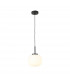Cheektowaga Small Oval Ball Ceiling Pendant E27 Matt Black Suspension With Frosted White Glass Globe-5