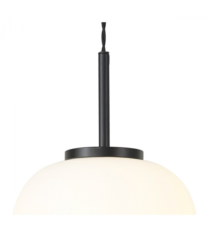 Cheektowaga Small Oval Ball Ceiling Pendant E27 Matt Black Suspension With Frosted White Glass Globe-6