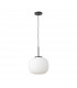 Cheektowaga Medium Oval Ball Ceiling Pendant E27 Matt Black Suspension With Frosted White Glass Globe-4