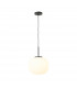 Cheektowaga Medium Oval Ball Ceiling Pendant E27 Matt Black Suspension With Frosted White Glass Globe-5